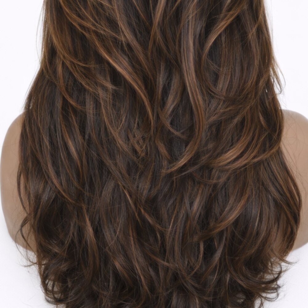 ✨22-26 Inch Layered & Styled Human Hair Lace Wig With Highlights Virgin Color✨ - Picture 13 of 16